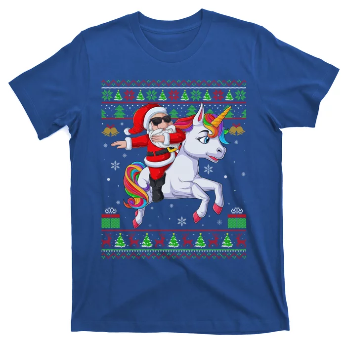 Ugly Xmas Dabbing Santa Riding Unicorn Christmas Cool Gift T-Shirt