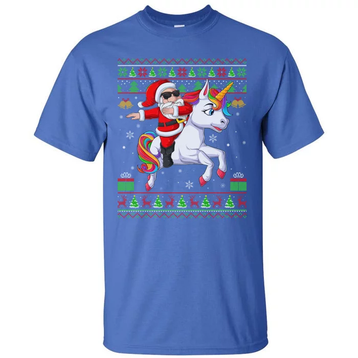 Ugly Xmas Dabbing Santa Riding Unicorn Christmas Cool Gift Tall T-Shirt