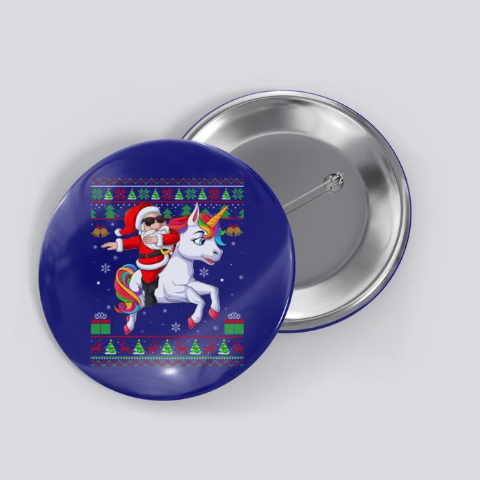 Ugly Xmas Dabbing Santa Riding Unicorn Christmas Cool Gift Button