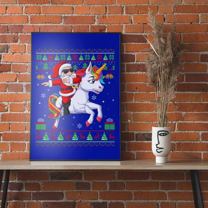 Ugly Xmas Dabbing Santa Riding Unicorn Christmas Cool Gift Poster