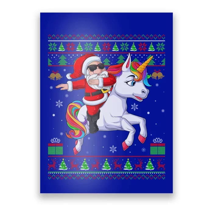 Ugly Xmas Dabbing Santa Riding Unicorn Christmas Cool Gift Poster