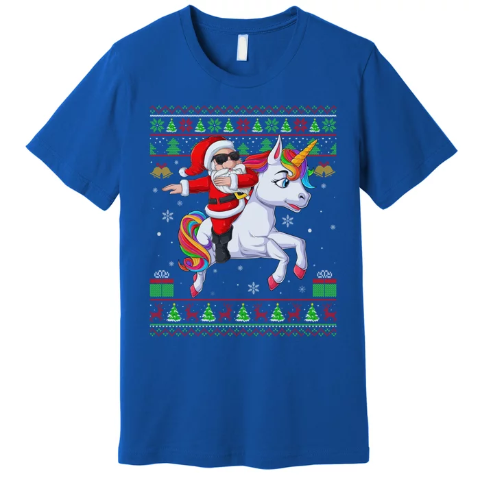 Ugly Xmas Dabbing Santa Riding Unicorn Christmas Cool Gift Premium T-Shirt