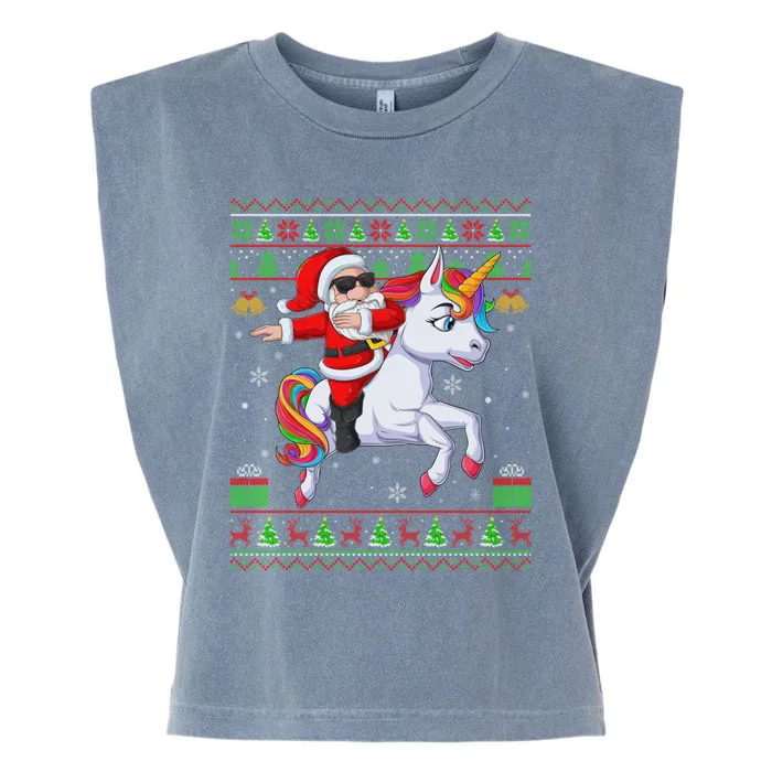 Ugly Xmas Dabbing Santa Riding Unicorn Christmas Cool Gift Garment-Dyed Women's Muscle Tee