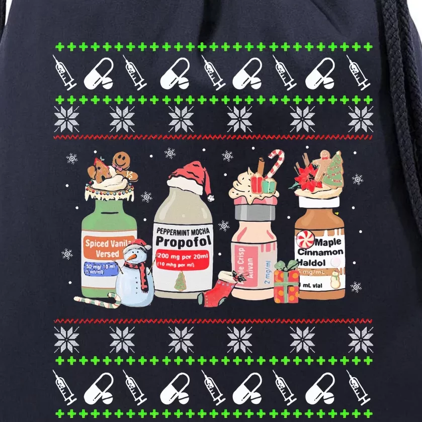 Ugly Xmas Funny Propofol Christmas Nurse CRNA PACU ER ED ICU Drawstring Bag