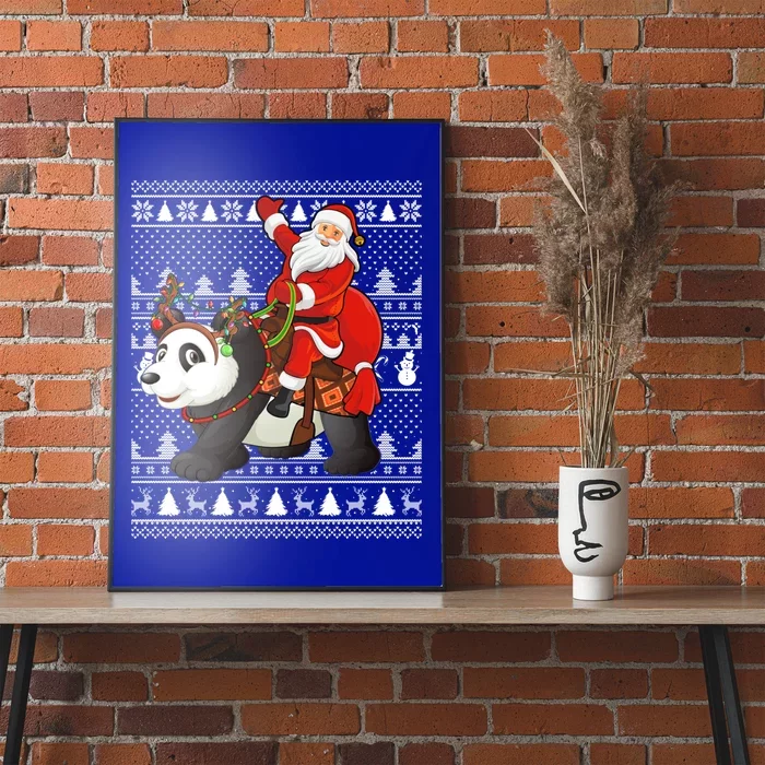 Ugly Xmas Funny Santa Riding Panda Christmas Gift Poster