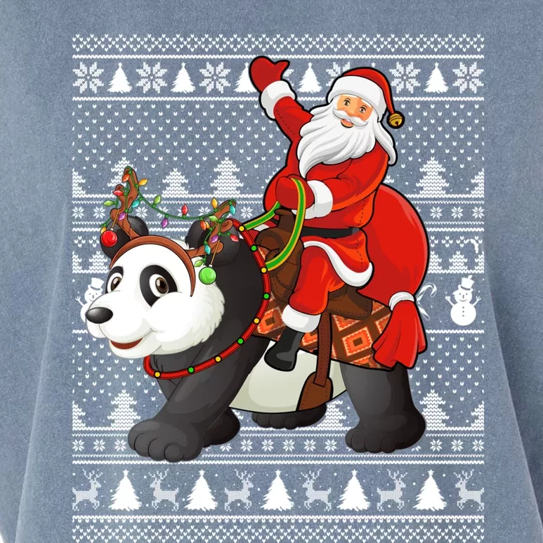 Ugly Xmas Funny Santa Riding Panda Christmas Gift Garment-Dyed Women's Muscle Tee