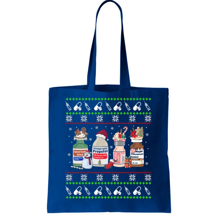 Ugly Xmas Funny Propofol Christmas Nurse Crna Pacu Er Ed Icu Gift Tote Bag