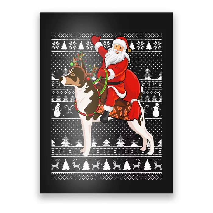 Ugly Xmas Funny Santa Riding Rat Terrier Dog Christmas Poster