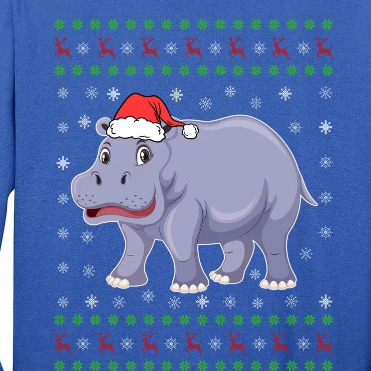 Ugly Xmas Hippo Graphic Funny Ugly Sweater Christmas Cute Gift Tall Long Sleeve T-Shirt