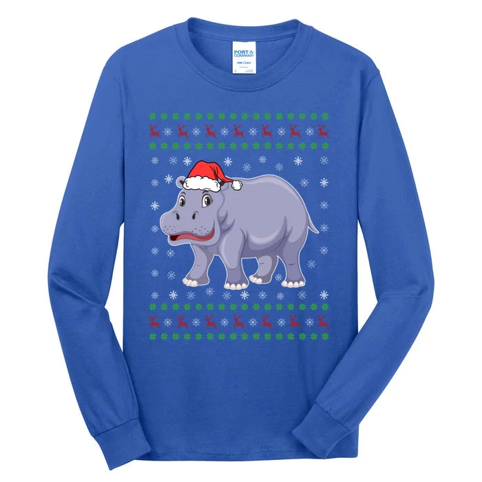 Ugly Xmas Hippo Graphic Funny Ugly Sweater Christmas Cute Gift Tall Long Sleeve T-Shirt