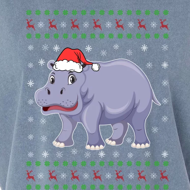 Ugly Xmas Hippo Graphic Funny Ugly Sweater Christmas Cute Gift Garment-Dyed Women's Muscle Tee