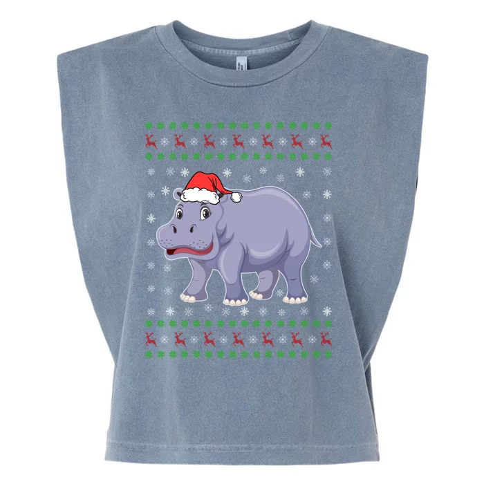 Ugly Xmas Hippo Graphic Funny Ugly Sweater Christmas Cute Gift Garment-Dyed Women's Muscle Tee