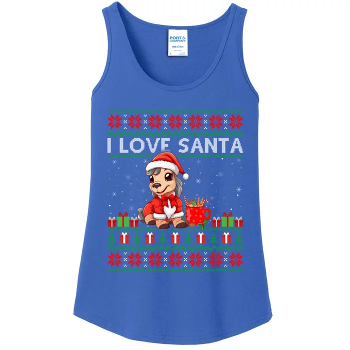 Ugly Xmas Holiday Horse I Love Santa Horse Christmas Gift Ladies Essential Tank