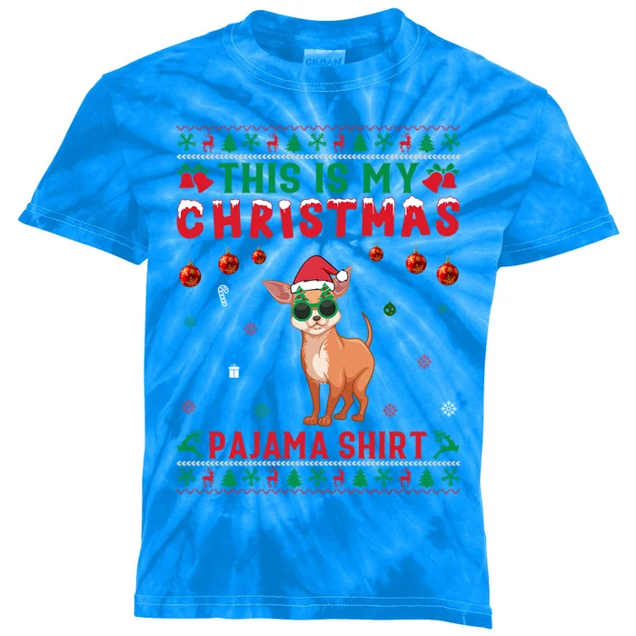 Ugly Xmas Holiday This Is My Chihuahua Dog Christmas Pajama Cute Gift Kids Tie-Dye T-Shirt