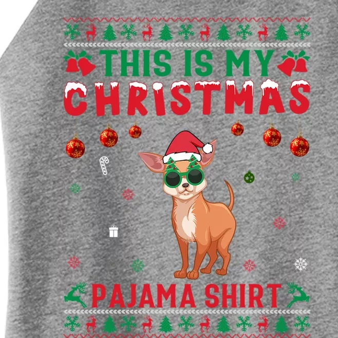 Ugly Xmas Holiday This Is My Chihuahua Dog Christmas Pajama Cute Gift Women’s Perfect Tri Rocker Tank