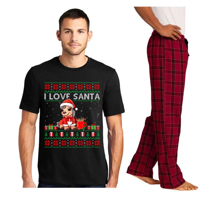 Ugly Xmas Holiday Horse I Love Santa Horse Christmas Gift Pajama Set