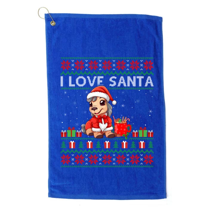 Ugly Xmas Holiday Horse I Love Santa Horse Christmas Gift Platinum Collection Golf Towel