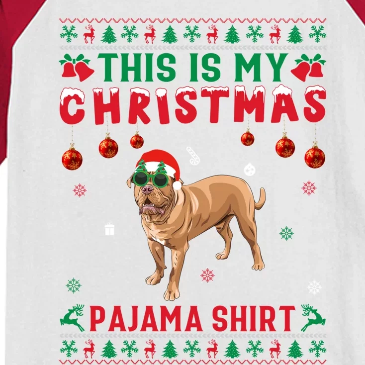 Ugly Xmas Holiday This Is My Mastiff Dog Christmas Pajama Gift Kids Colorblock Raglan Jersey