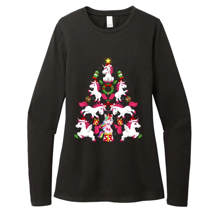 Unicorn Xmas Lighting Tree Unicorn Christmas Womens CVC Long Sleeve Shirt