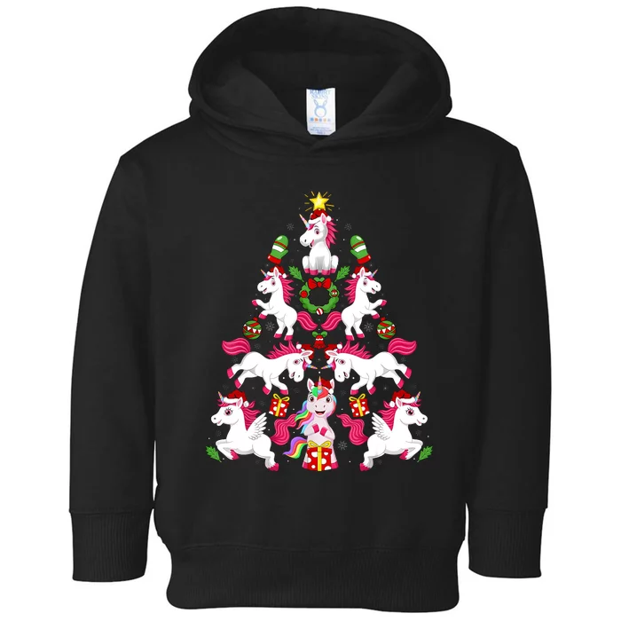 Unicorn Xmas Lighting Tree Unicorn Christmas Toddler Hoodie