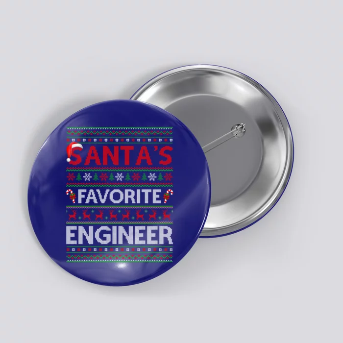 Ugly Xmas Lighting Santa's Favorite Engineer Christmas Gift Button