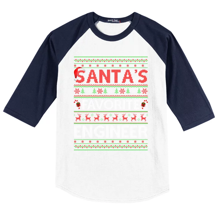 Ugly Xmas Lighting Santa's Favorite Engineer Christmas Gift Baseball Sleeve Shirt