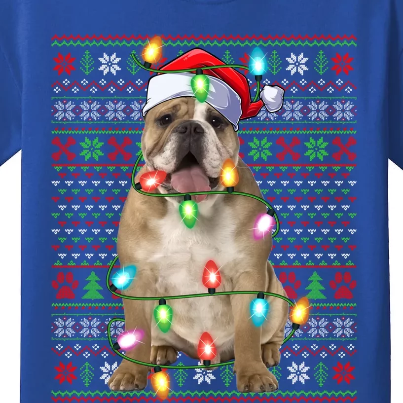 Ugly Xmas Lighting Santa English Bulldog Christmas Gift Kids T-Shirt