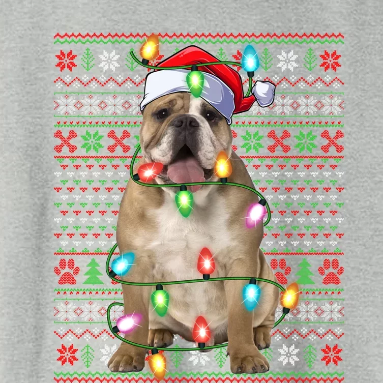 Ugly Xmas Lighting Santa English Bulldog Christmas Gift Women's Crop Top Tee