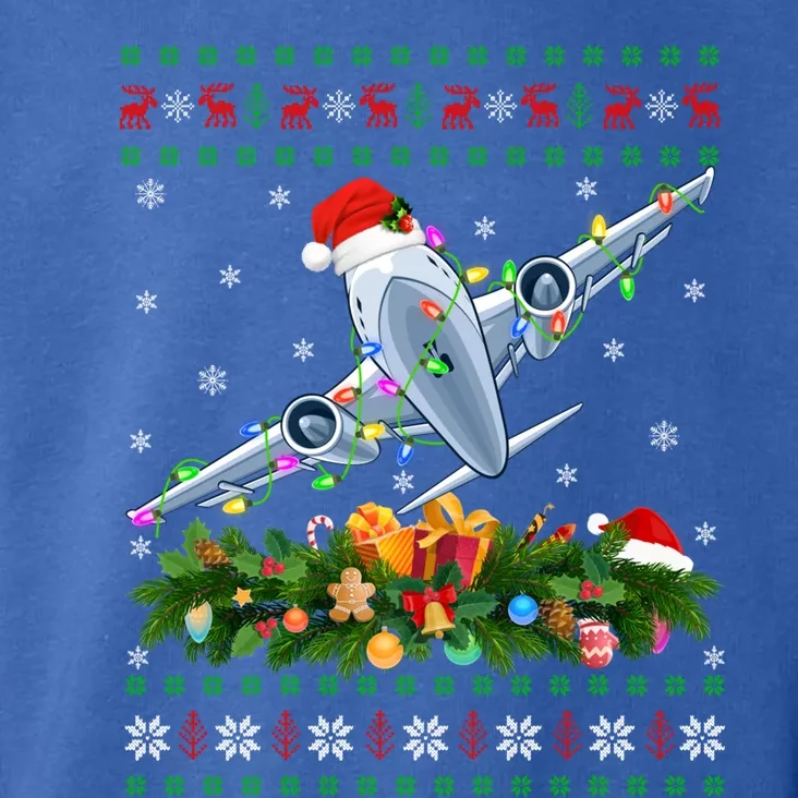 Ugly Xmas Lights Santa Hat Airplane Christmas Gift Toddler Hoodie