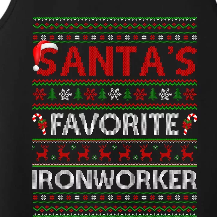 Ugly Xmas Lighting SantaS Favorite Ironworker Christmas Gift Performance Tank