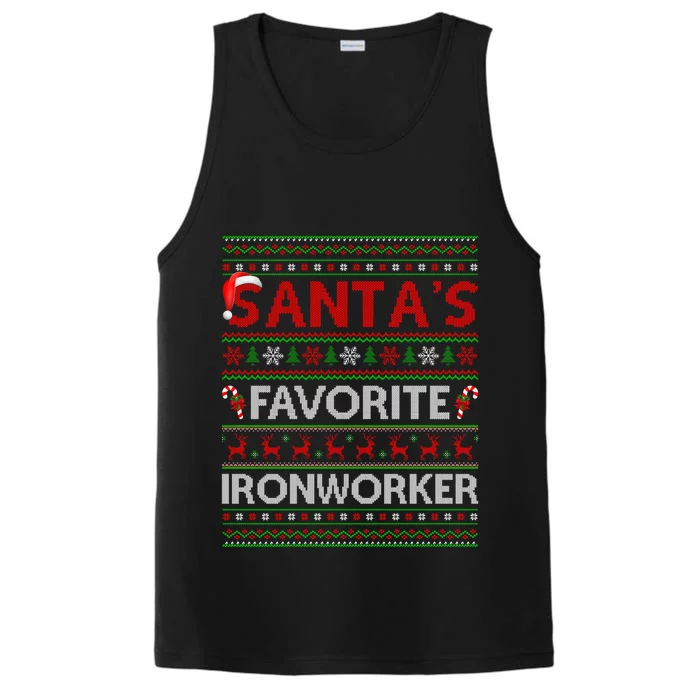 Ugly Xmas Lighting SantaS Favorite Ironworker Christmas Gift Performance Tank