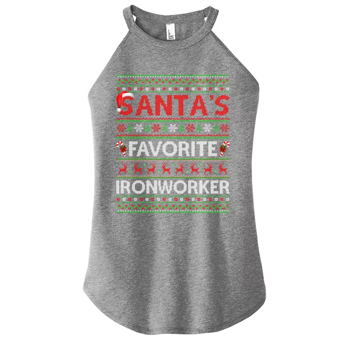 Ugly Xmas Lighting SantaS Favorite Ironworker Christmas Gift Women’s Perfect Tri Rocker Tank