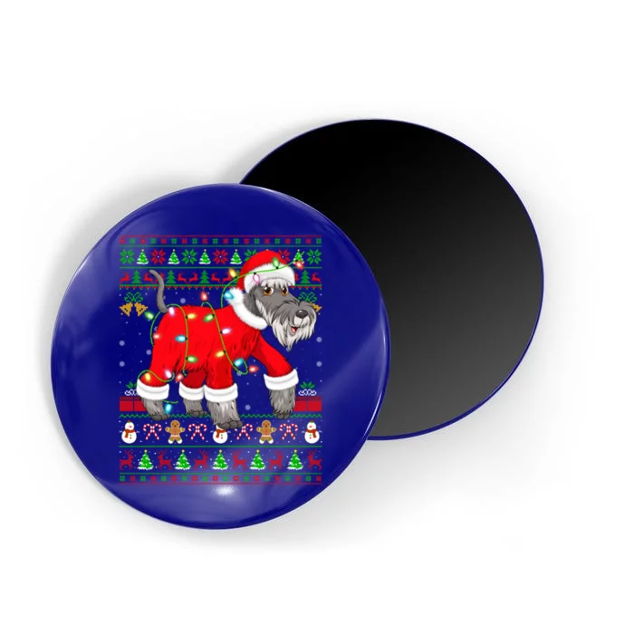 Ugly Xmas Lights Santa Schnauzer Dog Christmas Gift Magnet