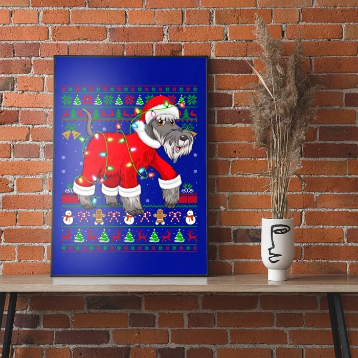 Ugly Xmas Lights Santa Schnauzer Dog Christmas Gift Poster