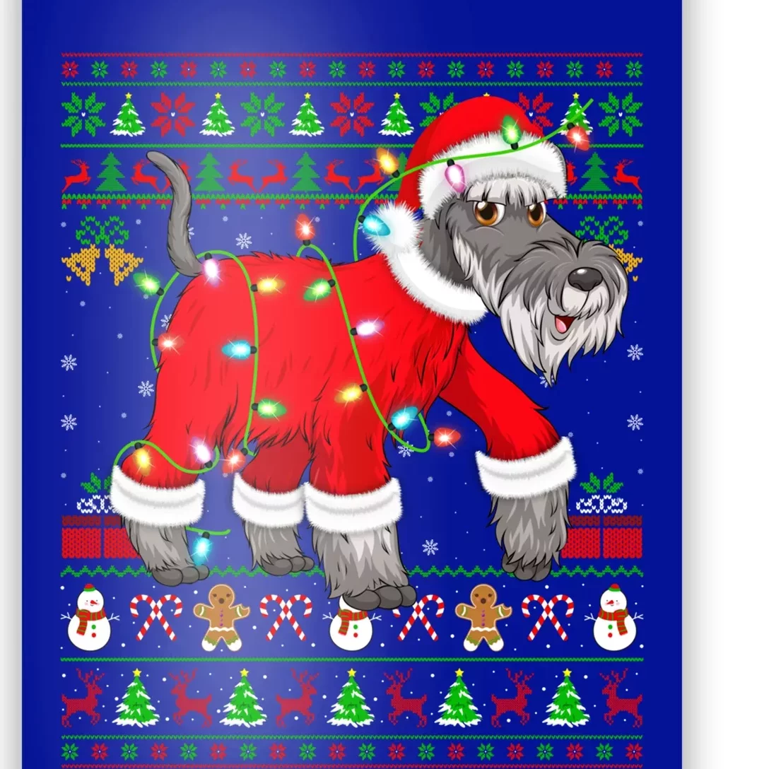 Ugly Xmas Lights Santa Schnauzer Dog Christmas Gift Poster