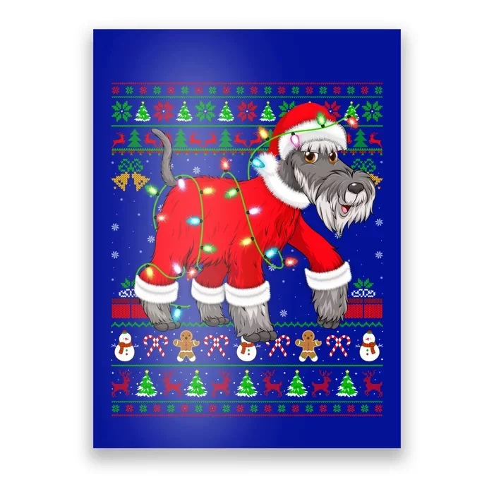 Ugly Xmas Lights Santa Schnauzer Dog Christmas Gift Poster