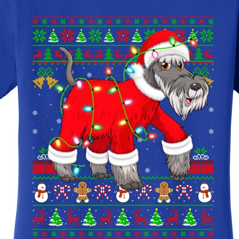 Ugly Xmas Lights Santa Schnauzer Dog Christmas Gift Women's T-Shirt