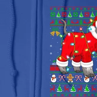 Ugly Xmas Lights Santa Schnauzer Dog Christmas Gift Full Zip Hoodie