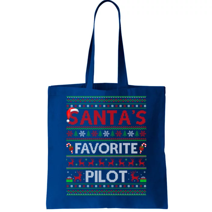 Ugly Xmas Lighting Santa's Favorite Pilot Christmas Funny Gift Tote Bag