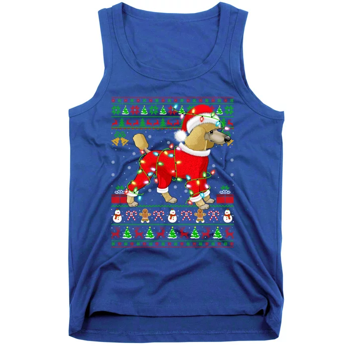 Ugly Xmas Lights Santa Poodle Dog Christmas Gift Tank Top