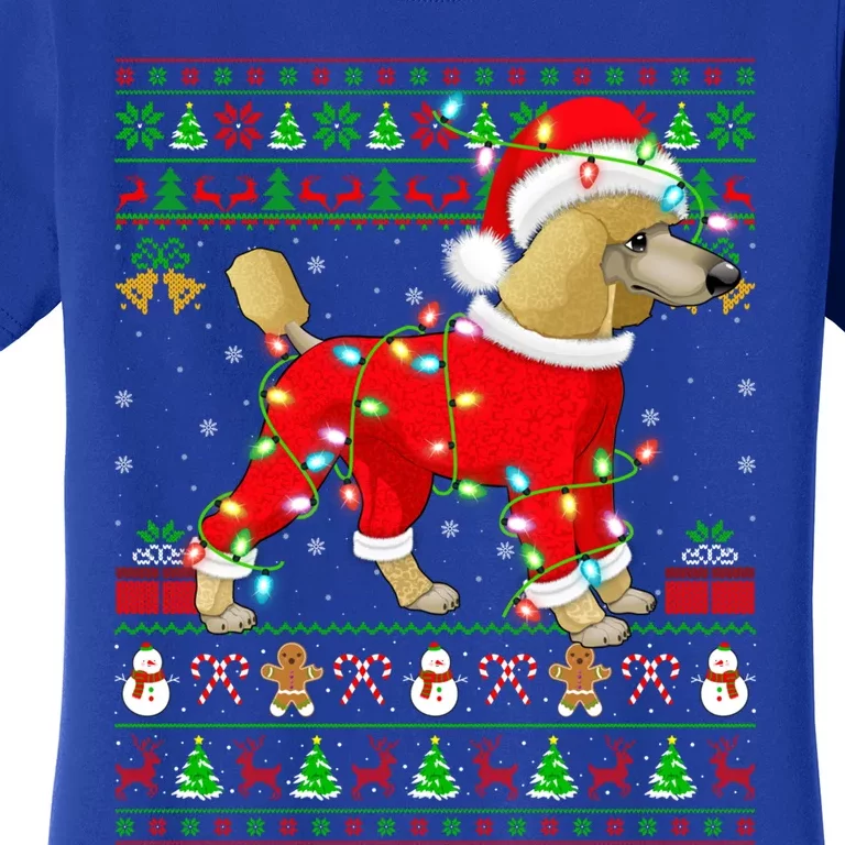 Ugly Xmas Lights Santa Poodle Dog Christmas Gift Women's T-Shirt