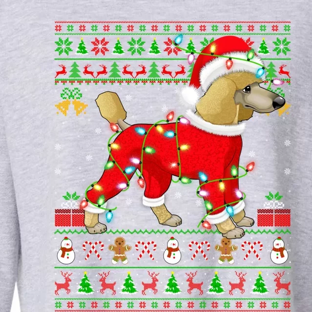 Ugly Xmas Lights Santa Poodle Dog Christmas Gift Cropped Pullover Crew