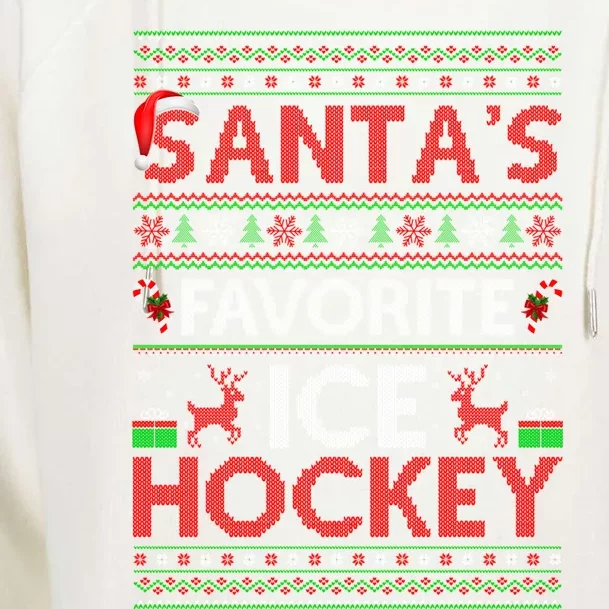 Ugly Xmas Lighting Santas Favorite Ice Hockey Christmas Funny Gift Womens Funnel Neck Pullover Hood