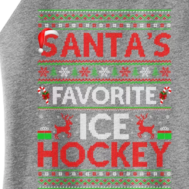 Ugly Xmas Lighting Santas Favorite Ice Hockey Christmas Funny Gift Women’s Perfect Tri Rocker Tank