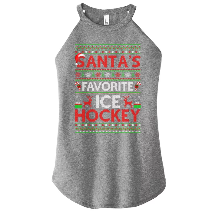 Ugly Xmas Lighting Santas Favorite Ice Hockey Christmas Funny Gift Women’s Perfect Tri Rocker Tank