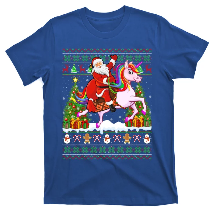 Unicorn Xmas Sweater Ugly Santa Riding Unicorn Christmas Gift T-Shirt