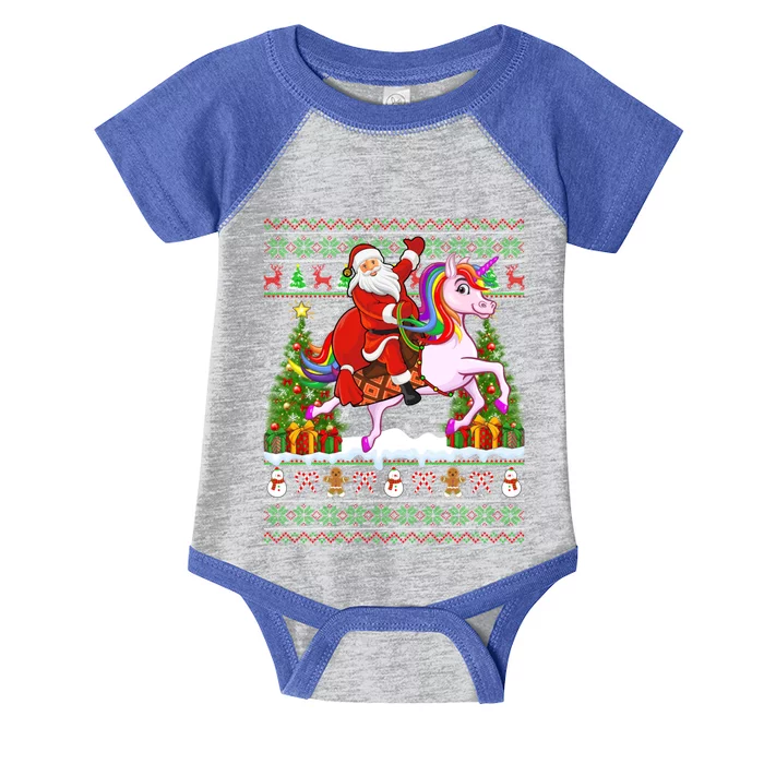 Unicorn Xmas Sweater Ugly Santa Riding Unicorn Christmas Gift Infant Baby Jersey Bodysuit