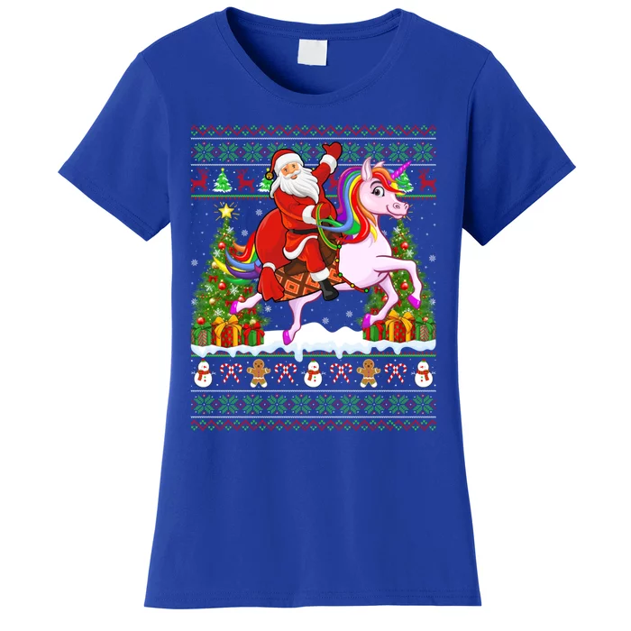 Unicorn Xmas Sweater Ugly Santa Riding Unicorn Christmas Gift Women's T-Shirt