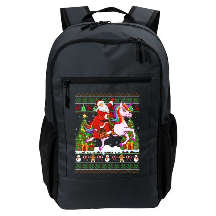 Unicorn Xmas Sweater Ugly Santa Riding Unicorn Christmas Gift Daily Commute Backpack