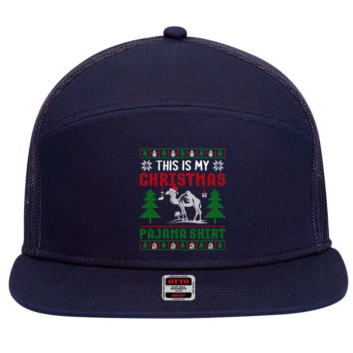 Ugly Xmas Sweater Camel This Is My Christmas Pajama Gift 7 Panel Mesh Trucker Snapback Hat